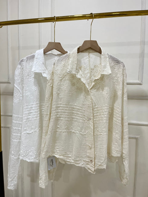 Cotton Embroidered Collar Down Shirts